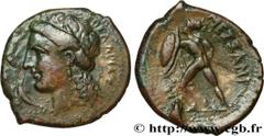 Greek Coins SICILY - MESSANA Type : Litra  Date : c. 310-288 AC.  Mint name / Town : Messine, Sicile  Metal : copper  Diameter : 21  mm Orientation dies : 3  h. Weight : 7,52  g. Rarity : R1  Obverse 