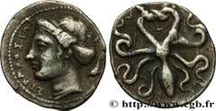 Greek Coins SICILY - SYRACUSE Type : Litra  Date : c. 405-395 AC.  Mint name / Town : Sicile, Syracuse  Metal : silver  Diameter : 12  mm Orientation dies : 2  h. Weight : 0,74  g. Rarity : R2  Obvers