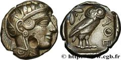Greek Coins ATTICA - ATHENS Type : Tétradrachme  Date : c. 430 AC.  Mint name / Town : Athènes, Attique  Metal : silver  Diameter : 25  mm Orientation dies : 9  h. Weight : 16,99  g. Obverse legend : 