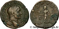 Roman coins SEVERUS ALEXANDER Type : Sesterce  Date : 232  Mint name / Town : Rome  Metal : copper  Diameter : 30,5  mm Orientation dies : 12  h. Weight : 21,56  g. Officine : 4e  Obverse legend : IMP