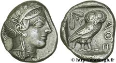 ATTIQUE - ATHENES(Ve siècle avant J.-C.) Tétradrachme N° v26_0058    Date : c. 440 AC. Nom de l'atelier : Athènes Métal : argent Diamètre : 25mm Axe des coins : 6h. Poids : 16,87g. Degré de rareté : R