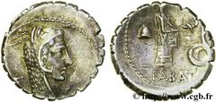 ROSCIA(64 avant J.-C.)Lucius Roscius Fabatus Denier serratus N° v26_0147    Date : 64 AC. Nom de l'atelier : Rome Métal : argent Diamètre : 18mm Axe des coins : 6h. Poids : 3,78g. Degré de rareté : R1