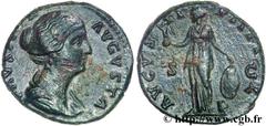 FAUSTINE JEUNE(+175)Annia Galeria FaustinaAugusta(146-175) Dupondius, (MB, ئ 25) N° v26_0291    Date : 157-161 Nom de l'atelier : Rome Métal : cuivre Diamètre : 24,5mm Axe des coins : 11h. Poids : 12,