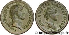 Roman coins ANTONINUS PIUS and MARCUS AURELIUS CAESAR Type : Sesterce  Date : 141  Mint name / Town : Rome  Metal : copper  Diameter : 35,5  mm Orientation dies : 12  h. Weight : 27,87  g. Rarity : R3