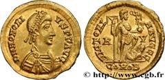 Roman coins HONORIUS Type : Solidus  Date : 402-403  Mint name / Town : Ravenne  Metal : gold  Millesimal fineness : 1000  ‰ Diameter : 21  mm Orientation dies : 6  h. Weight : 4,50  g. Obverse legend