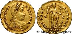 Roman coins HONORIUS Type : Solidus  Date : 402-403  Mint name / Town : Ravenne  Metal : gold  Millesimal fineness : 1000  ‰ Diameter : 21  mm Orientation dies : 6  h. Weight : 4,45  g. Obverse legend