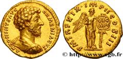 Roman coins MARCUS AURELIUS Type : Aureus - Retiré/Withdrawn  Date : janvier - août  Mint name / Town : Rome  Metal : gold  Millesimal fineness : 1000  ‰ Diameter : 19  mm Orientation dies : 6  h. Wei