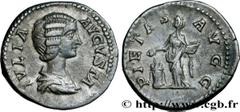 Roman coins JULIA DOMNA Type : Denier  Date : 204  Mint name / Town : Rome  Metal : silver  Millesimal fineness : 550  ‰ Diameter : 18,5  mm Orientation dies : 12  h. Weight : 3,46  g. Officine : 6e  