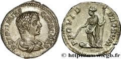 Roman coins GETA Type : Denier  Date : 206  Mint name / Town : Rome  Metal : silver  Millesimal fineness : 550  ‰ Diameter : 19  mm Orientation dies : 7  h. Weight : 4,25  g. Rarity : R1  Officine : 5