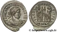 CONSTANCE II(8/11/324-3/11/361)Flavius Julius Valerius ConstantiusCésar(8/11/324-9/09/337) Centenionalis ou nummus N° v27_0449    Date : fin 333 - début 334 Nom de l'atelier : Lyon Métal : cuivre Diam