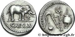 JULES CESAR(13/07/100-15/03/44 avant J.-C.)Caius Julius Cوsar Denier N° v27_0505    Date : 49 AC. Nom de l'atelier : Gaule ou Italie Métal : argent Diamètre : 17,5mm Axe des coins : 3h. Poids : 3,96g.