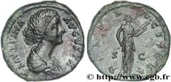 FAUSTINE JEUNE(+175)Annia Galeria FaustinaAugusta(146-175) Dupondius, (MB, ئ 26) N° v27_0688    Date : c. 170-175 Nom de l'atelier : Rome Métal : bronze Diamètre : 25,5mm Axe des coins : 12h. Poids : 