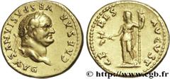 VESPASIEN(1/07/69-24/06/79)Titus Flavius Sabinus Vespasianus Aureus N° v27_0722    Date : 78-79 Nom de l'atelier : Rome Métal : or Diamètre : 19,5mm Axe des coins : 6h. Poids : 6,97g. Degré de rareté 