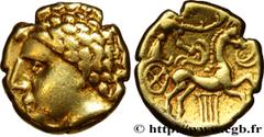 Celtic coins GALLIA - ARVERNI (Area of Clermont-Ferrand) Type : Statère d’or pâle au cheval à droite et à la lyre, du type de Lapte  Date : c. 120-60 AC.  Metal : gold  Diameter : 18  mm Orientation d