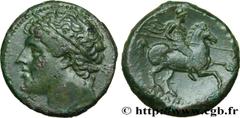 Greek Coins SICILY - SYRACUSE Type : Double litrai  Date : c. 250 AC.  Mint name / Town : Syracuse, Sicile  Metal : copper  Diameter : 28  mm Orientation dies : 9  h. Weight : 19,32  g. Rarity : R1  O
