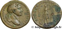 Roman coins TRAJANUS Type : Sesterce  Date : 107  Mint name / Town : Rome  Metal : bronze  Diameter : 33  mm Orientation dies : 6  h. Weight : 26,15  g. Rarity : R1  Obverse legend : IMP CAES NERVAE T