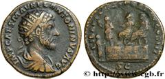 Roman coins MARCUS AURELIUS Type : Dupondius  Date : mars - avril  Date : 161  Mint name / Town : Rome  Metal : copper  Diameter : 26  mm Orientation dies : 12  h. Weight : 12,50  g. Rarity : R2  Offi