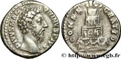 Roman coins MARCUS AURELIUS Type : Denier  Date : 180  Mint name / Town : Rome  Metal : silver  Millesimal fineness : 750  ‰ Diameter : 18  mm Orientation dies : 6  h. Weight : 3,16  g. Rarity : R1  O