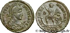 Roman coins THEODOSIUS I Type : Maiorina pecunia, (MB, Æ 2)  Date : 383-388  Mint name / Town : Constantinople  Metal : copper  Diameter : 23  mm Orientation dies : 6  h. Weight : 4,76  g. Rarity : R1