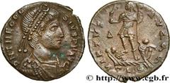 Roman coins THEODOSIUS I Type : Nummus, (PB, Æ 3)  Date : 384-388  Mint name / Town : Thessalonique  Metal : copper  Diameter : 16,5  mm Orientation dies : 3  h. Weight : 2,52  g. Rarity : R2  Officin
