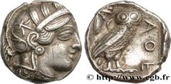 Greek Coins ATTICA - ATHENS Type : Tétradrachme  Date : c. 420 AC.  Mint name / Town : Athènes, Attique  Metal : silver  Diameter : 24  mm Orientation dies : 9  h. Weight : 17,23  g. Obverse legend : 