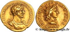 Roman coins HADRIAN Type : Aureus  Date : 117  Mint name / Town : Rome  Metal : gold  Millesimal fineness : 1000  ‰ Diameter : 19,5  mm Orientation dies : 6  h. Weight : 7,36  g. Rarity : R2  Officine