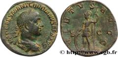 Roman coins GORDIAN II AFRICANUS Type : Sesterce  Date : 238  Mint name / Town : Rome  Metal : copper  Millesimal fineness : 500  ‰ Diameter : 29,5  mm Orientation dies : 12  h. Weight : 18,87  g. Rar