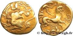 Celtic coins VENETI (Area of Vannes) Type : Statère d'or à l'hippocampe  Date : c. 100-70 BC  Mint name / Town : Vannes (56)  Metal : gold  Diameter : 21  mm Orientation dies : 3  h. Weight : 7,63  g.
