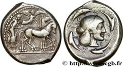 Greek Coins SICILY - SYRACUSE Type : Tétradrachme  Date : c. 475-470 AC.  Mint name / Town : Syracuse, Sicile  Metal : silver  Diameter : 26  mm Orientation dies : 6  h. Weight : 16,96  g. Rarity : R2