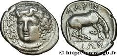 Greek Coins THESSALY - LARISSA Type : Drachme  Date : c. 3506-320 AC  Mint name / Town : Larissa, Thessalie  Metal : silver  Diameter : 19,5  mm Orientation dies : 9  h. Weight : 5,97  g. Rarity : R1 