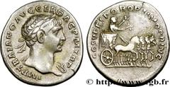 Roman coins TRAJANUS Type : Denier  Date : 109  Mint name / Town : Rome  Metal : silver  Millesimal fineness : 900  ‰ Diameter : 19  mm Orientation dies : 6  h. Weight : 3,24  g. Rarity : R3  Obverse 