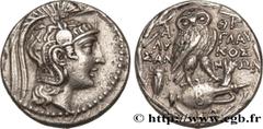 Greek Coins ATTICA - ATHENS Type : Tétradrachme stéphanophore  Date : c. 127-126 AC.  Mint name / Town : Athènes, Attique  Metal : silver  Diameter : 28  mm Orientation dies : 12  h. Weight : 16,78  g