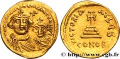 Byzantine coins HERACLIUS and HERACLIUS CONSTANTINE Type : Solidus  Date : 613-616  Mint name / Town : Constantinople  Metal : gold  Millesimal fineness : 1.000  ‰ Diameter : 21  mm Orientation dies :