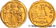 Byzantine coins HERACLIUS, HERACLIUS CONSTANTINE and HERACLONAS Type : Solidus  Date : 638-639  Mint name / Town : Constantinople  Metal : gold  Millesimal fineness : 1.000  ‰ Diameter : 20  mm Orient