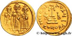 Byzantine coins HERACLIUS, HERACLIUS CONSTANTINE and HERACLONAS Type : Solidus  Date : 638-639  Mint name / Town : Constantinople  Metal : gold  Millesimal fineness : 1.000  ‰ Diameter : 20  mm Orient