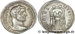 DIOCLETIEN(20/11/284-1/05/305)Caius Aurelius Valerius DiocletianusAuguste (20/11/284-1/05/305) Argenteus N° v28_0371    Date : 294 Nom de l'atelier : Emilie,Ticinum Métal : argent Diamètre : 19mm Axe 