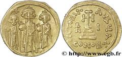 HERACLIUS, HERACLIUS CONSTANTIN et HERACLONAS(4/07/638-11/01/641) Solidus N° v28_0470    Date : 636-637 Nom de l'atelier : Constantinople Métal : or Diamètre : 19,5mm Axe des coins : 6h. Poids : 4,32g