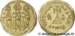 HERACLIUS, HERACLIUS CONSTANTIN et HERACLONAS(4/07/638-11/01/641) Solidus N° v28_0471    Date : 637-638 Nom de l'atelier : Constantinople Métal : or Diamètre : 20mm Axe des coins : 6h. Poids : 4,51g. 