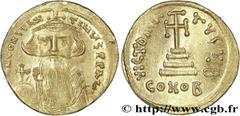 CONSTANS II(09/641-15/07/668) Solidus N° v28_0474    Date : 651-654 Nom de l'atelier : Constantinople Métal : or Diamètre : 20mm Axe des coins : 6h. Poids : 4,46g. Degré de rareté : R1 Etat de conserv