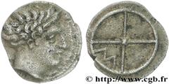 MASSALIA - MARSEILLE(410-350 avant J.-C.) Litra à l'ethnique et au M N° v28_0504    Métal : argent Diamètre : 10,7mm Axe des coins : 2h. Poids : 0,8g. Degré de rareté : R2 Etat de conservation : TTB P
