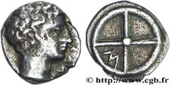 MASSALIA - MARSEILLE(410-350 avant J.-C.) Litra à l'ethnique et au M N° v28_0505    Date : c. 400-380 AC. Métal : argent Diamètre : 9,5mm Axe des coins : 9h. Poids : 0,81g. Degré de rareté : R2 Etat d