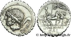 MEMMIA(106 avant J.-C.)Lucius Memmius Galerius Denier serratus N° v29_0067    Date : 106 AC. Nom de l'atelier : Rome Métal : argent Diamètre : 19,5mm Axe des coins : 12h. Poids : 3,95g. Etat de conser