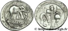 JULES CESAR(13/07/100-15/03/44 avant J.-C.)Caius Julius Cوsar Denier N° v29_0083    Date : 49 AC. Nom de l'atelier : Gaule ou Italie Métal : argent Diamètre : 18mm Axe des coins : 7h. Poids : 3,88g. D