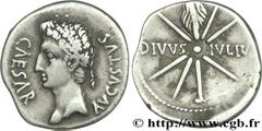 AUGUSTE(16/01/27 avant J.-C. - 19/08/14 après J.-C.)Caius Julius Cوsar Augustus Denier N° v29_0091    Date : 19-18 AC. Nom de l'atelier : Espagne, Caesaraugusta Métal : argent Diamètre : 21mm Axe des 