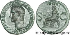 CALIGULA(16/03/37-24/01/41)Caius Cوsar Augustus Germanicus As, (MB, ئ 28) N° v29_0107    Date : 37-38 Nom de l'atelier : Rome Métal : cuivre Diamètre : 28mm Axe des coins : 6h. Poids : 11,15g. Degré d