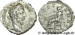 COMMODE(166-31/12/192)Lucius Aurelius CommodusAuguste(17/03/180-31/12/192) Denier N° v29_0244    Date : 189 Nom de l'atelier : Rome Métal : argent Diamètre : 17,5mm Axe des coins : 12h. Poids : 2,93g.
