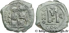 JUSTIN II(15/11/565-5/10/578) Follis N° v29_0534    Date : 570-571 Nom de l'atelier : Constantinople Métal : cuivre Diamètre : 30,5mm Axe des coins : 6h. Poids : 13,49g. Degré de rareté : R1 Etat de c