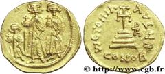 HERACLIUS, HERACLIUS CONSTANTIN et HERACLONAS(4/07/638-11/01/641) Solidus N° v29_0538    Date : 632-635 Nom de l'atelier : Constantinople Métal : or Diamètre : 19,5mm Axe des coins : 6h. Poids : 4,47g