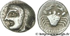 MASSALIA - MARSEILLE(474-410 avant J.-C.) Litra au crabe N° v29_0547    Date : c. 470-450 AC. Métal : argent Diamètre : 9,8mm Axe des coins : 9h. Poids : 0,78g. Degré de rareté : R2 Etat de conservati