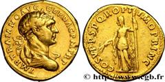 Roman Coins TRAJANUS Type : Aureus Date : 22e ém. Date : 107 Mint name / Town : Rome Metal : gold Millesimal fineness : 1000 ‰ Diameter : 20 mm Orientation dies : 6 h. Weight : 7,23 g. Rarity : R2 Off